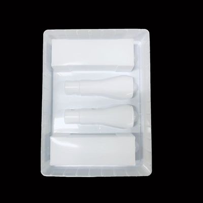 Kit de cuidado de la piel bandeja de inserción de plástico de embalaje de PS blanco bandeja moldeada de ampollas para cosméticos
