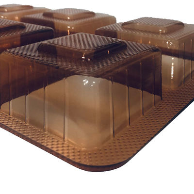 ISO45001 bandeja PET ámbar aprobada para pasteles de luna pasteles en material de formación de vacío
