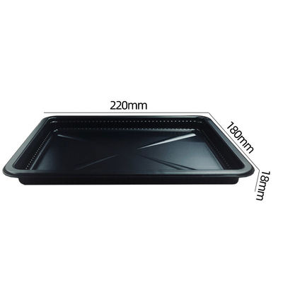 Placa de plástico resistente al frío para servir alimentos bandeja de ampollas de PP negro para rebanadas de carne de res
